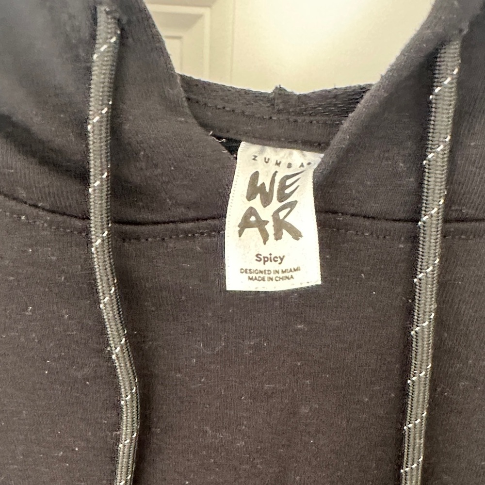 Zumba Black Cropped Hoodie with Neon Yellow Logo - Picture 2 of 5